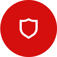 A white shield icon is displayed in the center of a red circular background, symbolizing secure commercial paper shredding.